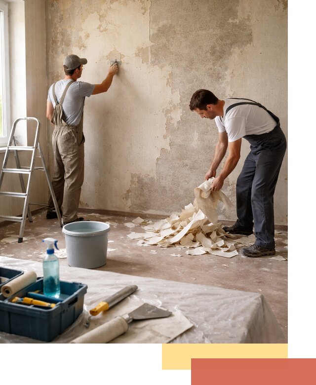 Снятие старых обоев в Щекино быстро и качественно