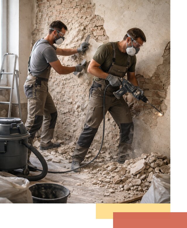 Демонтаж штукатурки со стен в Щекино быстро и аккуратно