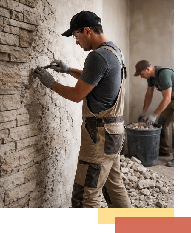 Демонтаж декоративного камня в Щекино профессионально и безопасно