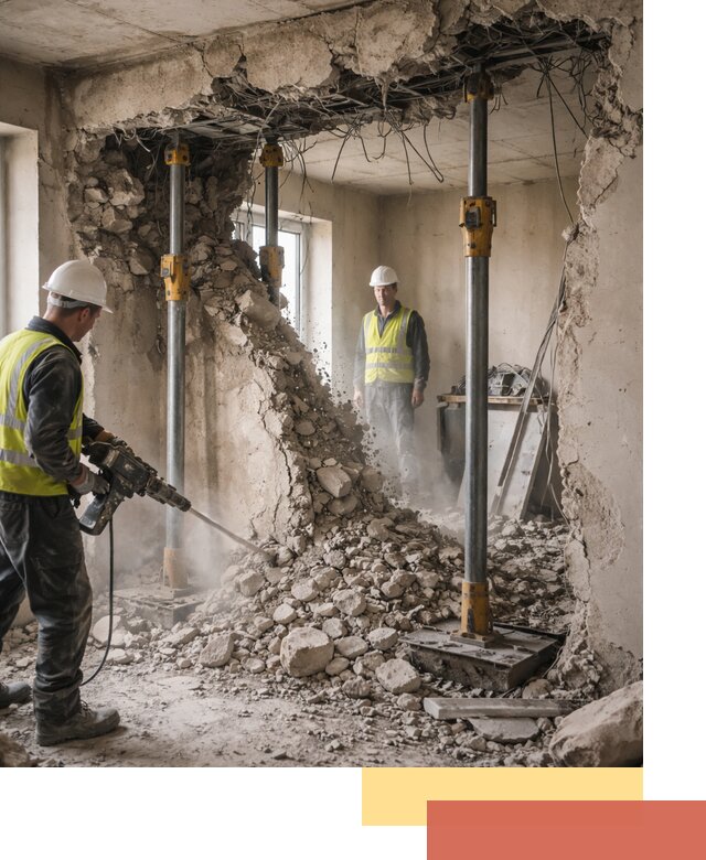 Снос несущих стен в Щекино с гарантией безопасности и качества