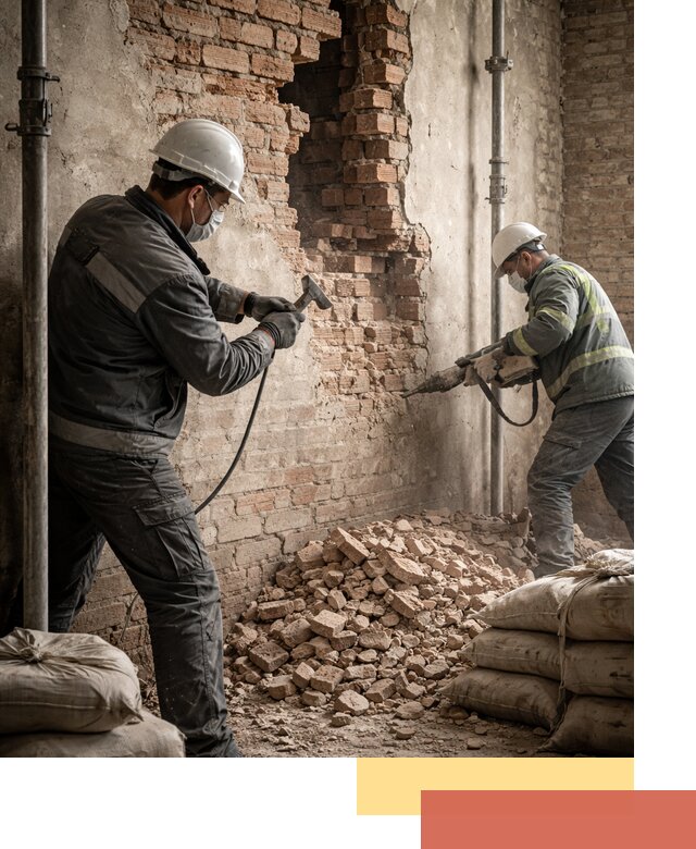 Демонтаж кирпичных стен в Щекино быстро и безопасно