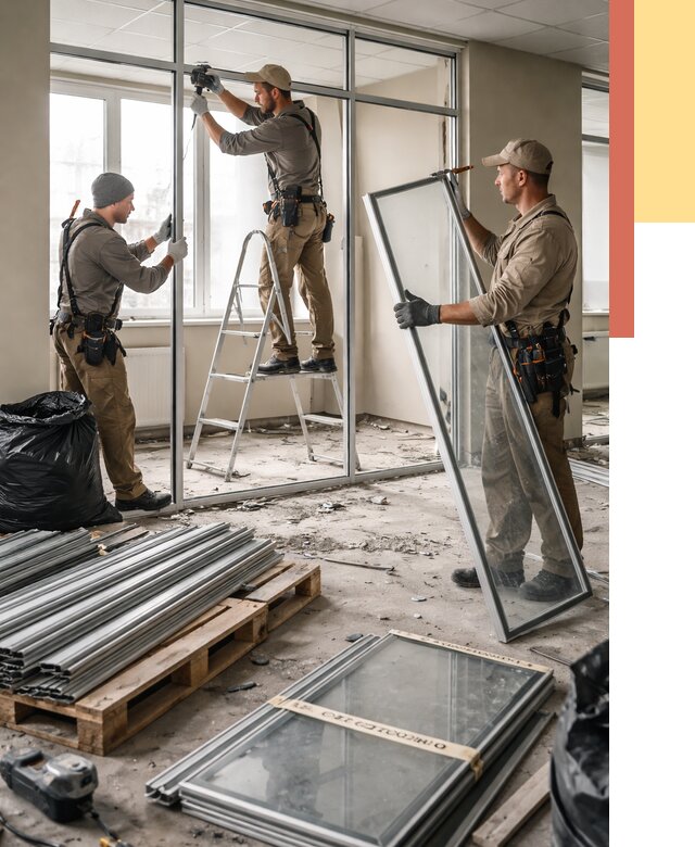 Демонтаж алюминиевых перегородок в Щекино от 4323 руб. — быстро и недорого | ОТДЕЛОЧНИК-Екн