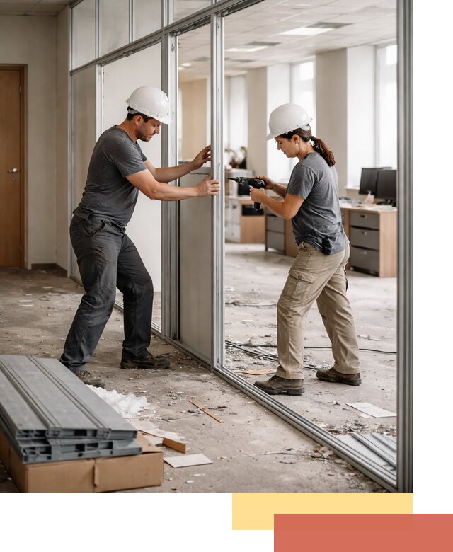 Демонтаж алюминиевых перегородок в Щекино быстро и аккуратно