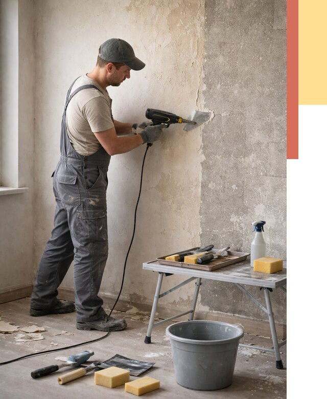 Очистка стен от клея в Щекино от 1904 руб. — снятие и удаление клея со стен | ОТДЕЛОЧНИК-Екн