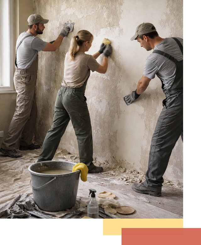 Очистка стен от клея и грунтовки в Щекино качественно и быстро