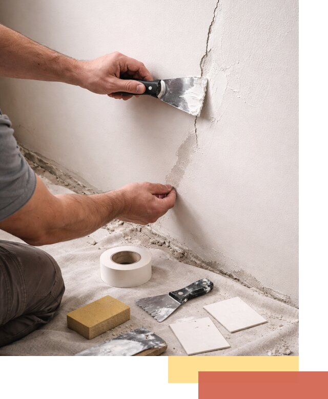 Заделка трещин и сколов в стенах и потолках в Щекино