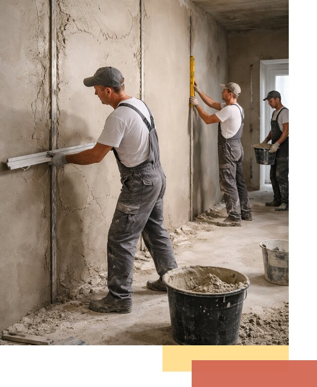 Штукатурка стен по маякам в Щекино — точная и ровная поверхность