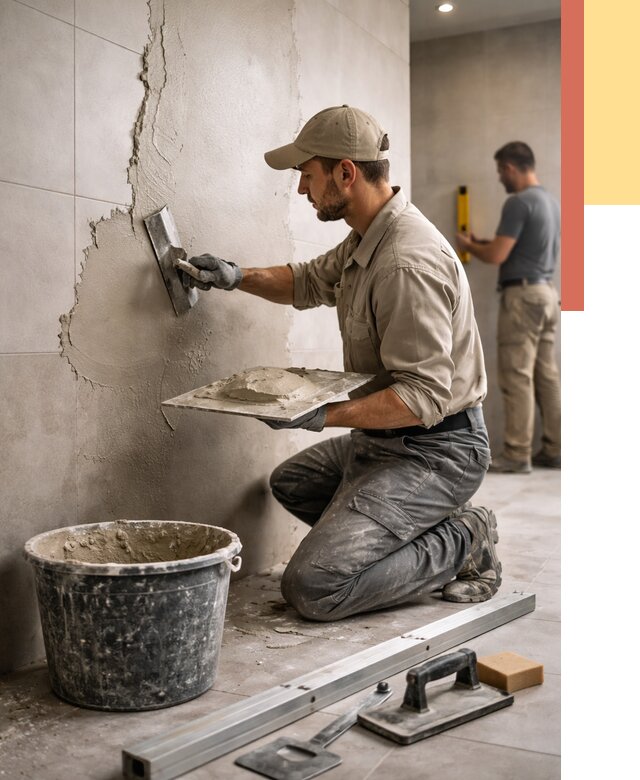 Штукатурка стен в ванной в Щекино от 4631 руб./м² — выравнивание под ключ | ОТДЕЛОЧНИК-Екн