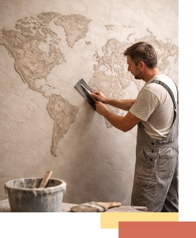 Декоративная штукатурка «Карта мира» под ключ в Щекино