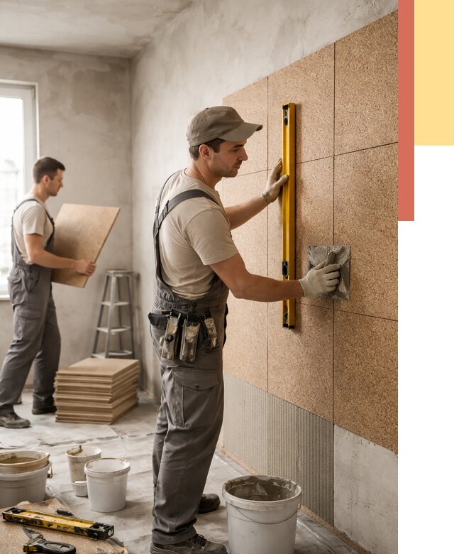 Монтаж пробковых панелей на стены в Щекино от 3602 руб. — ОТДЕЛОЧНИК-Екн