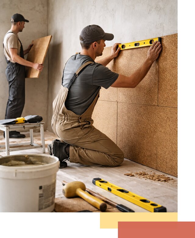 Монтаж пробковых панелей на стены в Щекино быстро и качественно