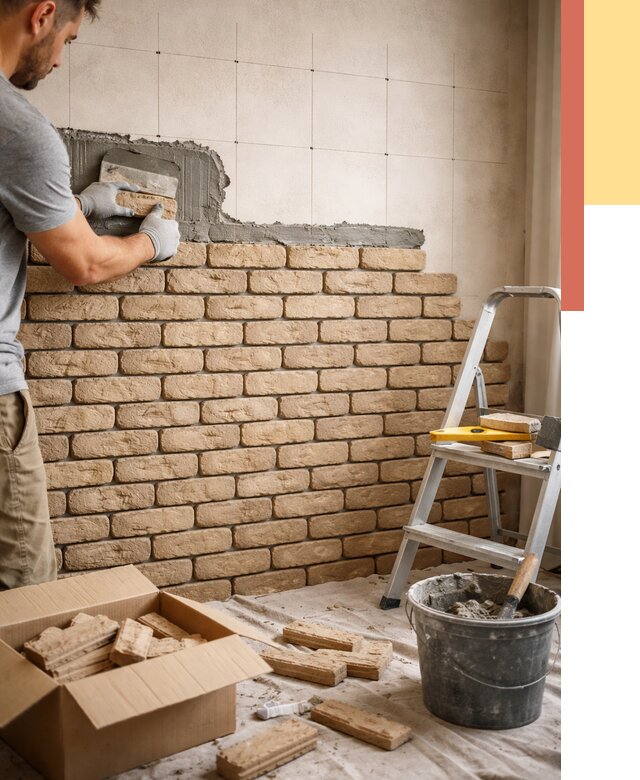 Монтаж декоративного кирпича в Щекино от 3293 руб./м² — быстро и недорого | ОТДЕЛОЧНИК-Екн