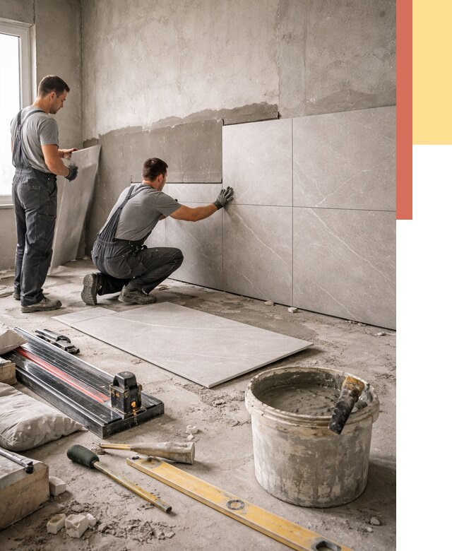 Облицовка стен керамогранитом в Щекино от 4323 руб./м² — услуги под ключ | ОТДЕЛОЧНИК-Екн