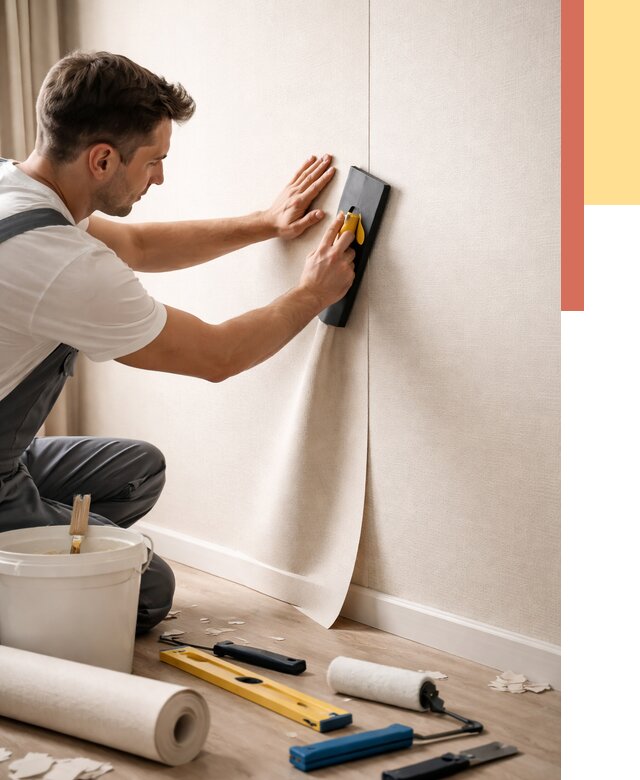 Поклейка виниловых обоев в Щекино от 4631 руб. | Быстро и недорого — ОТДЕЛОЧНИК-Екн