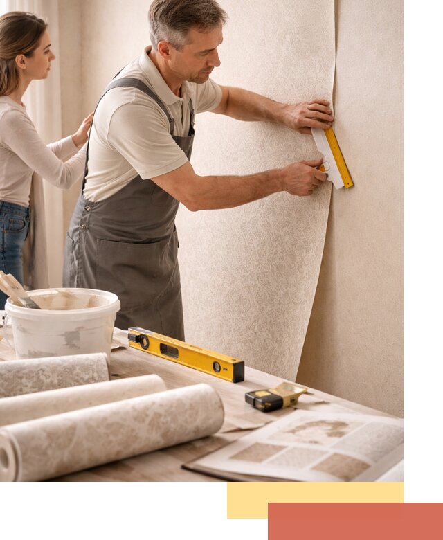 Поклейка обоев с подбором рисунка в Щекино