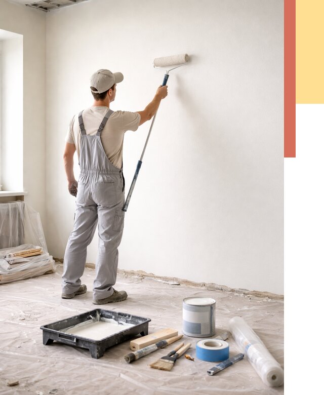 Покраска стен водоэмульсионной краской в Щекино от 463 руб. за м² | ОТДЕЛОЧНИК-Екн