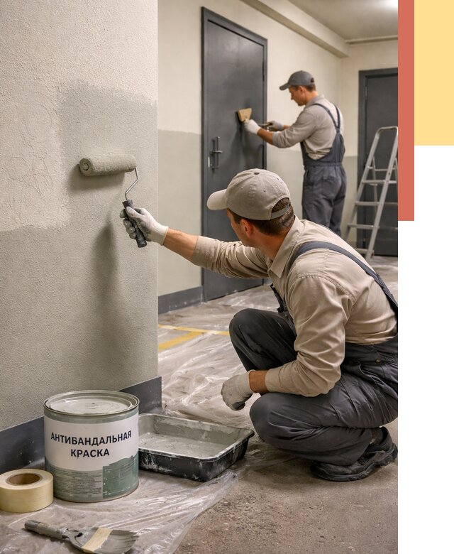 Покраска стен антивандальной краской в Щекино от 4631 руб./м² под ключ | ОТДЕЛОЧНИК-Екн