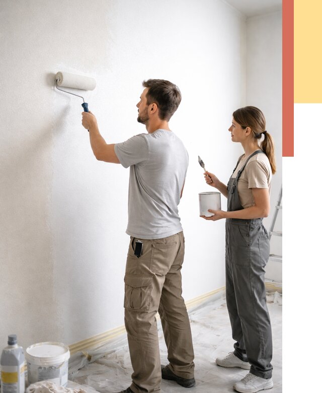 Окраска стен по стеклохолсту в Щекино от 4631 руб/м² под ключ | ОТДЕЛОЧНИК-Екн