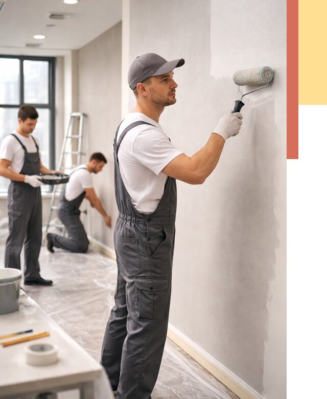 Покраска стен в офисе в Щекино от 8748 руб. — быстро и недорого | ОТДЕЛОЧНИК-Екн