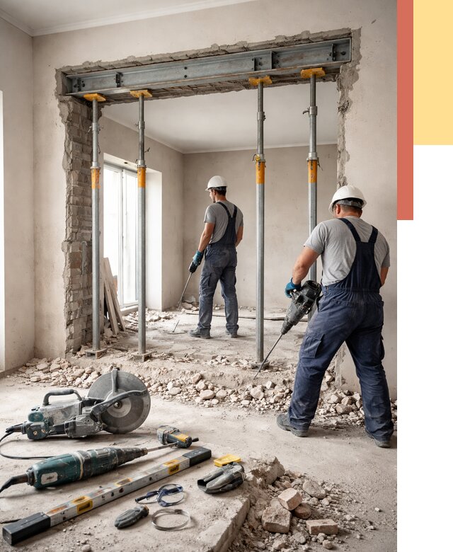 Прорезка проема в стене в Щекино от 4631 руб. — быстро и недорого | ОТДЕЛОЧНИК-Екн