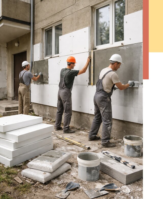 Утепление стен пенопластом в Щекино от 1801 руб. — недорого и под ключ | ОТДЕЛОЧНИК-Екн