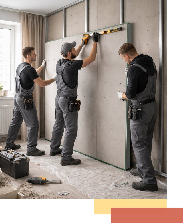 Шумоизоляция стен панелями ЗИПС в Щекино для жилых и коммерческих помещений