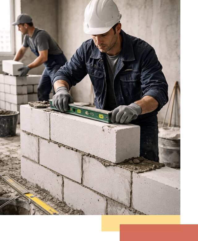 Кладка перегородок из пеноблока под ключ в Щекино