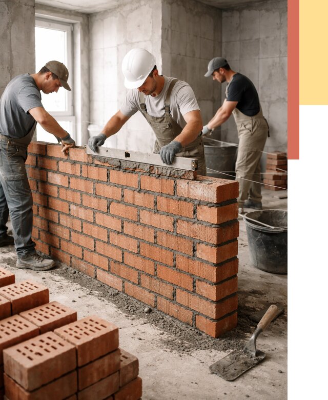 Кладка перегородок из кирпича в Щекино от 3602 руб. за м² | ОТДЕЛОЧНИК-Екн