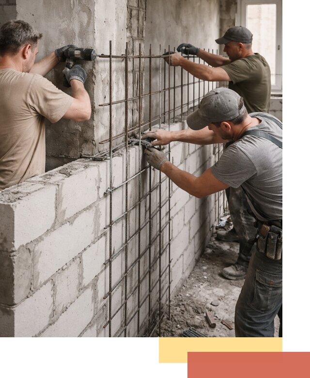 Армирование кладки перегородок в Щекино профессионально и надёжно