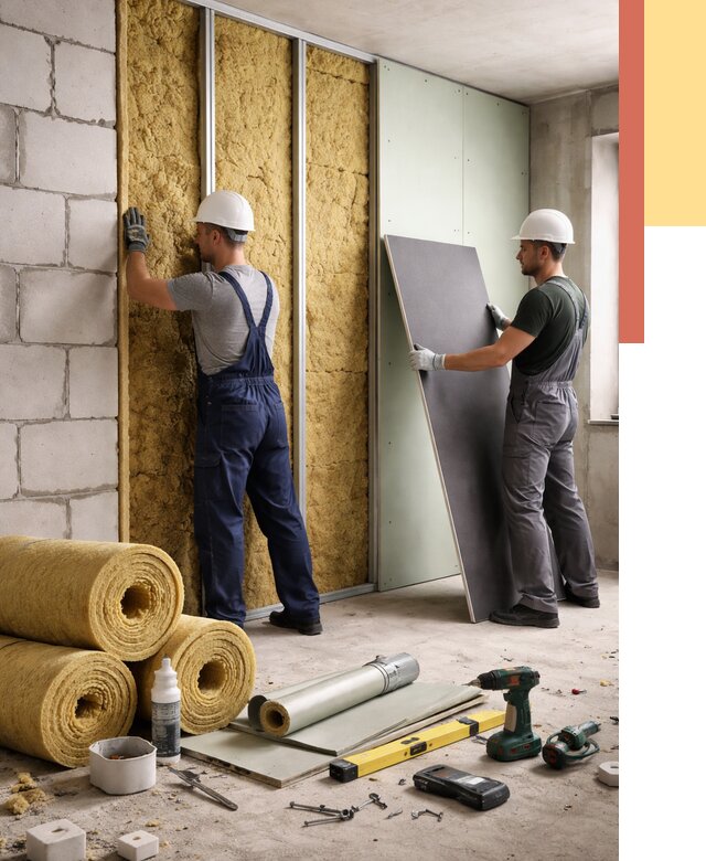 Шумоизоляция перегородок из блоков в Щекино от 1904 руб./м² — быстро и недорого | ОТДЕЛОЧНИК-Екн