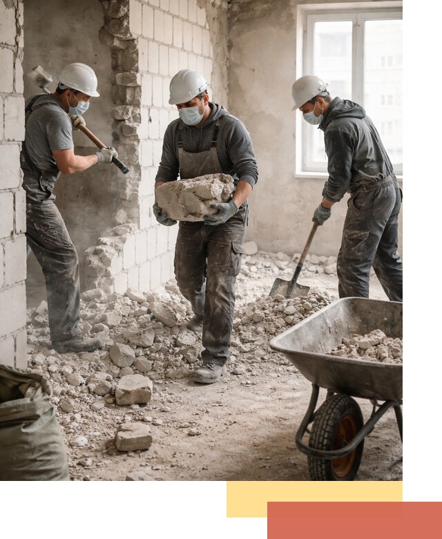 Демонтаж блочных перегородок в Щекино быстро и аккуратно