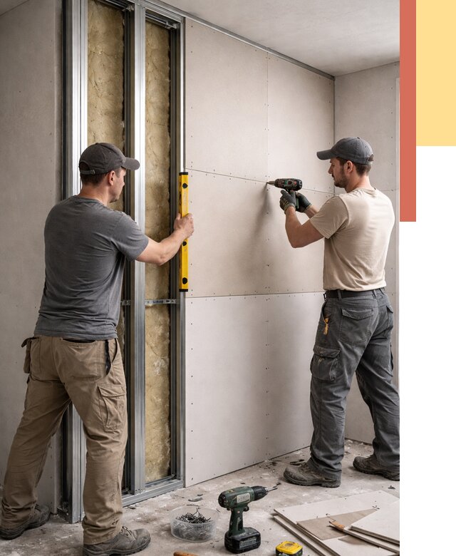 Монтаж двухслойной перегородки из гипсокартона в Щекино от 1492 руб. | ОТДЕЛОЧНИК-Екн