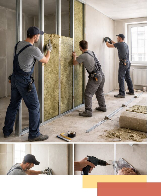 Перегородка из гипсокартона с шумоизоляцией в Щекино — монтаж под ключ