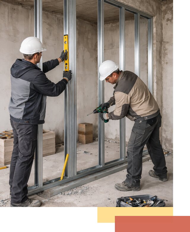 Монтаж каркаса перегородки из профиля в Щекино