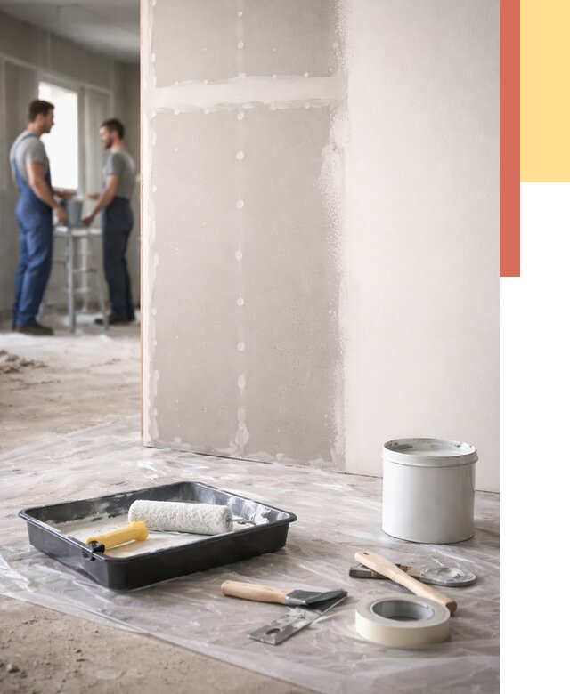 Покраска перегородок из гипсокартона в Щекино от 4631 руб. под ключ | ОТДЕЛОЧНИК-Екн