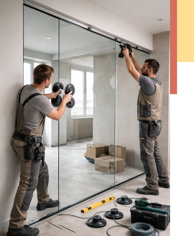 Монтаж стеклянных перегородок в Щекино от 6690 руб. | ОТДЕЛОЧНИК-Екн