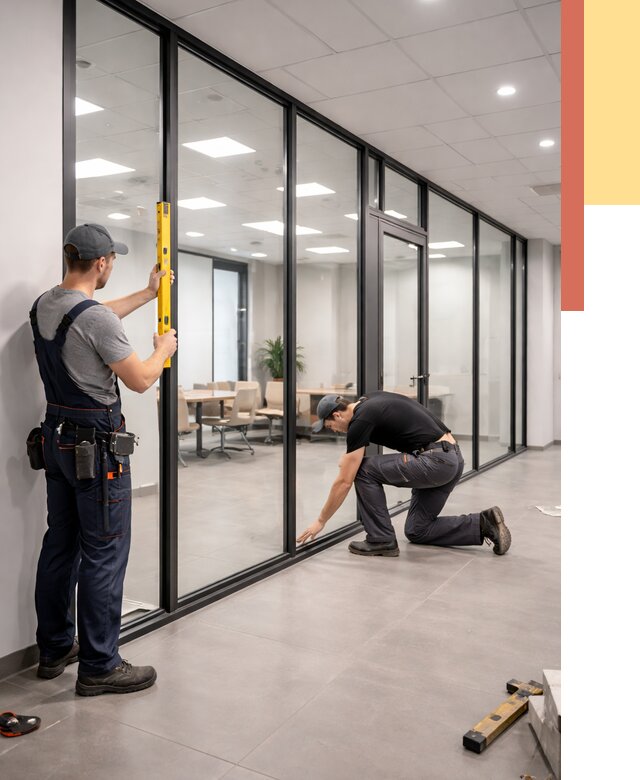 Каркасные стеклянные перегородки в Щекино под ключ от 9469 руб. | ОТДЕЛОЧНИК-Екн