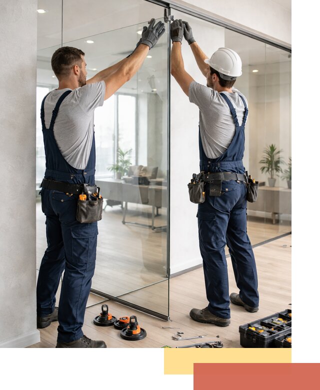 Безрамные стеклянные перегородки под ключ в Щекино