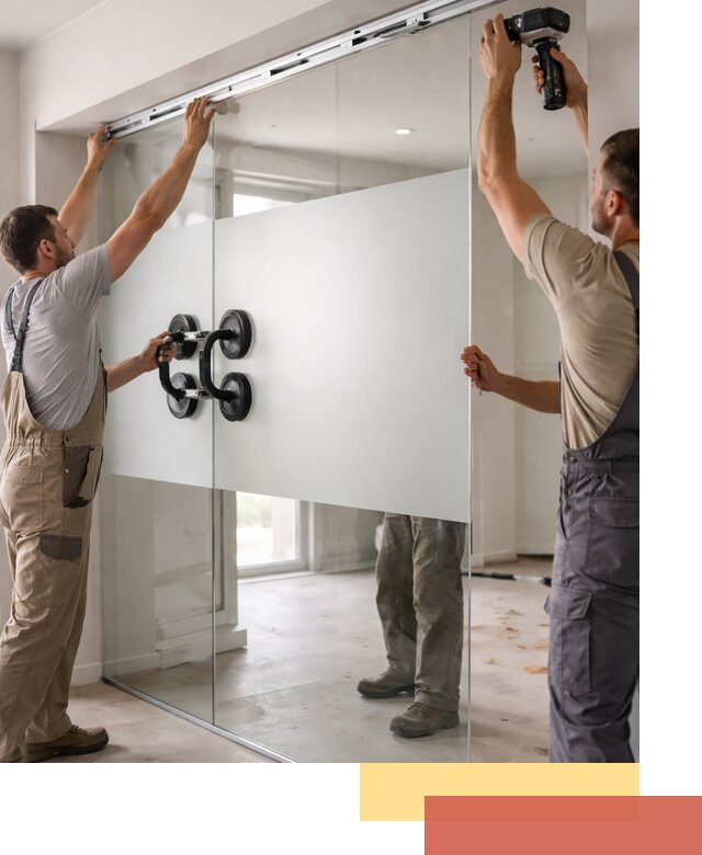 Матовые стеклянные перегородки под ключ в Щекино