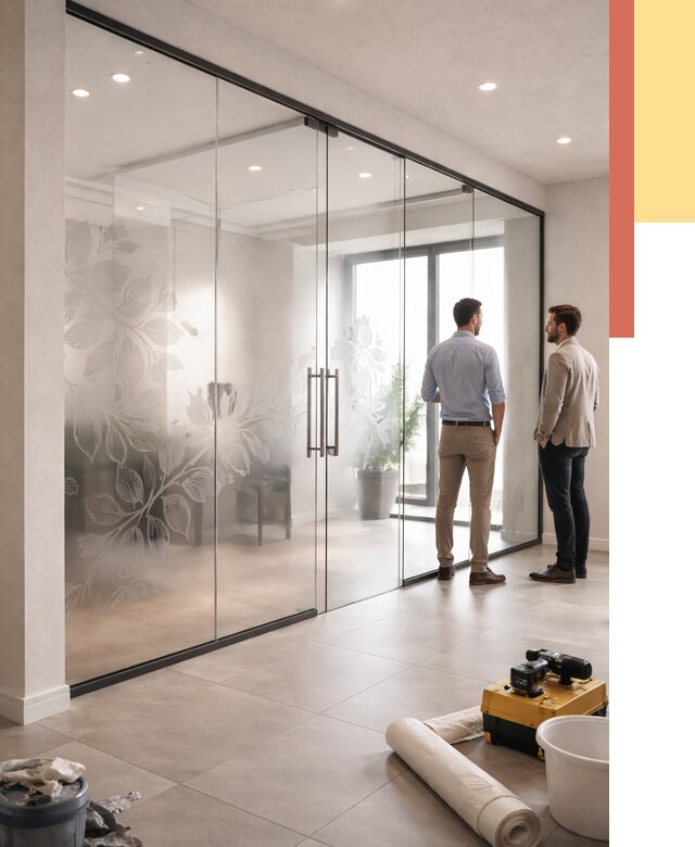 Стеклянные перегородки с рисунком в Щекино от 12865 руб. монтаж и нанесение | ОТДЕЛОЧНИК-Екн