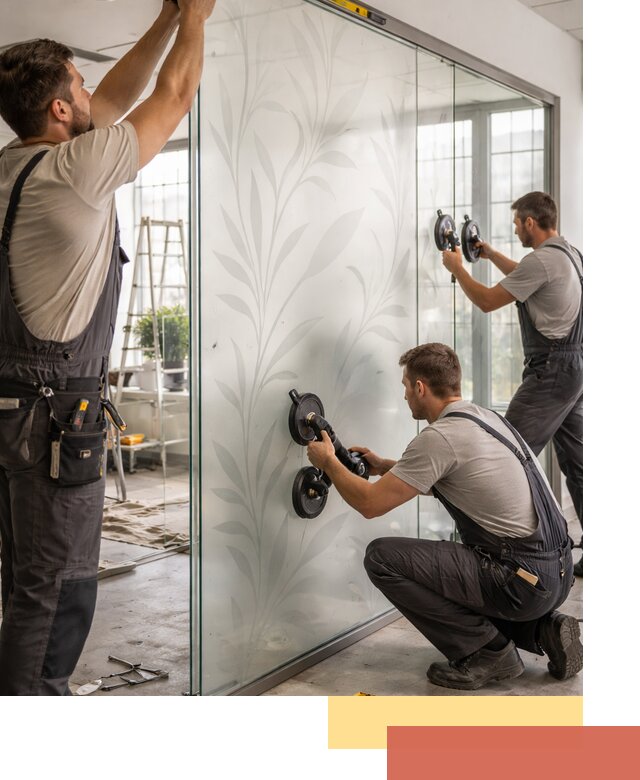 Стеклянные перегородки с рисунком на заказ в Щекино