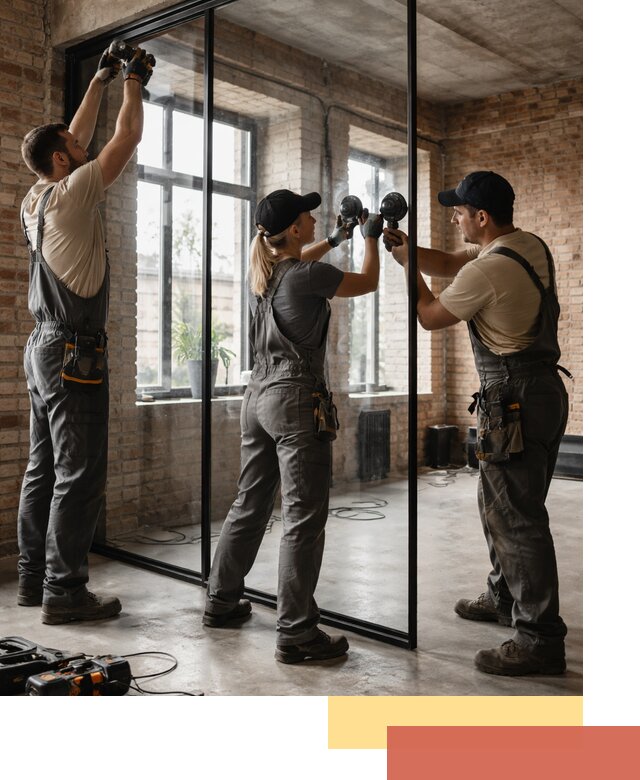 Стеклянные перегородки лофт — изготовление и монтаж в Щекино