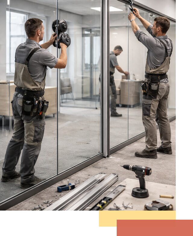 Стеклянные офисные перегородки под ключ в Щекино