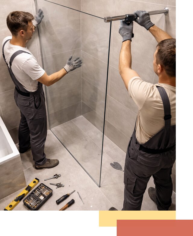 Стеклянные перегородки для душа в Щекино — изготовление и монтаж