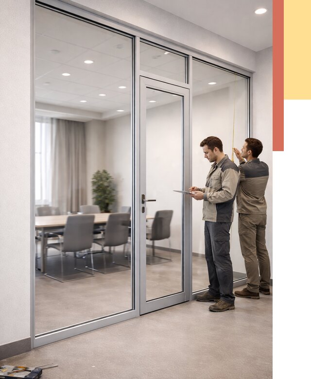 Установка и монтаж алюминиевых перегородок со стеклом в Щекино от 8439 руб. | ОТДЕЛОЧНИК-Екн