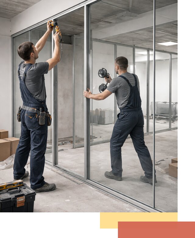 Алюминиевые перегородки со стеклом в Щекино — изготовление и монтаж