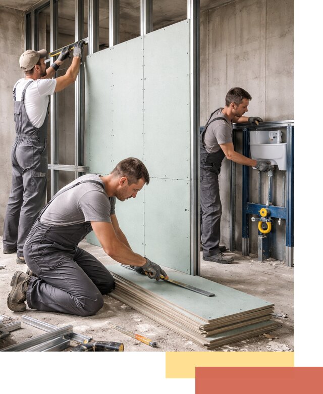 Монтаж и ремонт сантехнических перегородок в Щекино