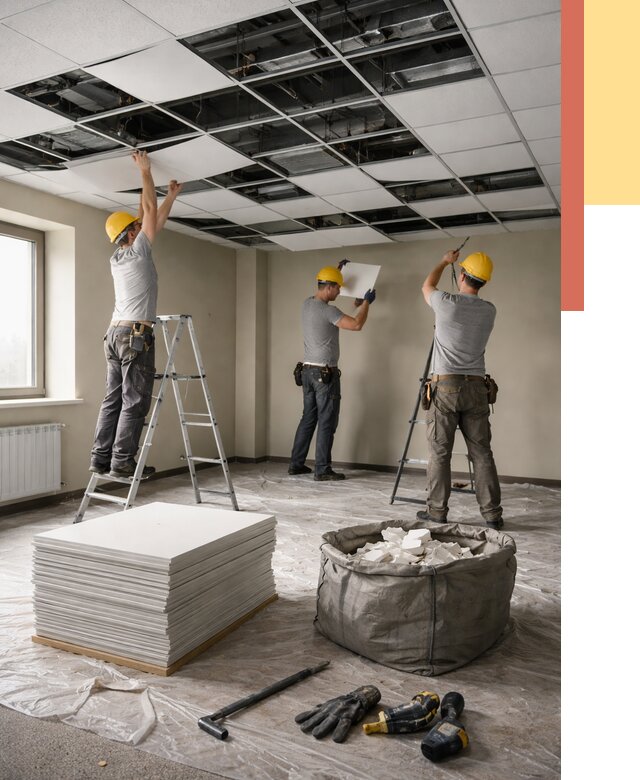 Демонтаж потолка Армстронг в Щекино от 4631 руб. быстро и недорого | ОТДЕЛОЧНИК-Екн