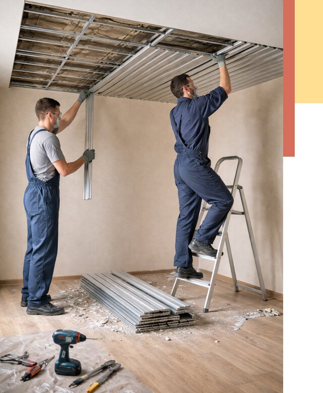 Демонтаж реечного потолка в Щекино от 4631 руб. быстро и недорого | ОТДЕЛОЧНИК-Екн