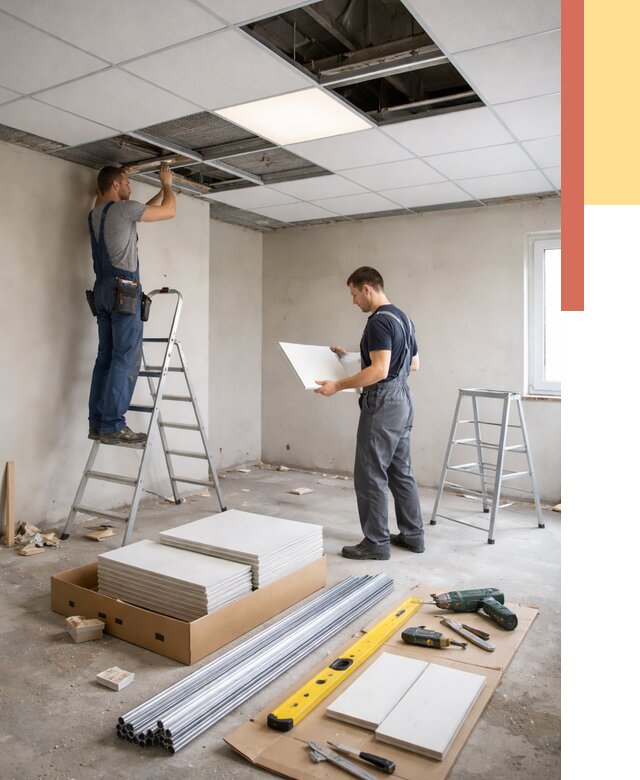 Монтаж потолка армстронг в Щекино от 4631 руб/м2 — быстрая установка под ключ | ОТДЕЛОЧНИК-Екн